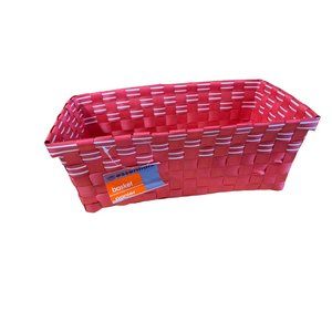 New Home Essentials Plastic Rectangle Basket Red 11x6